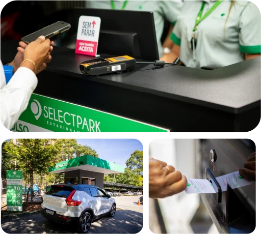 Operação SelectPark com atendimento, unidade e pagamento automatizado